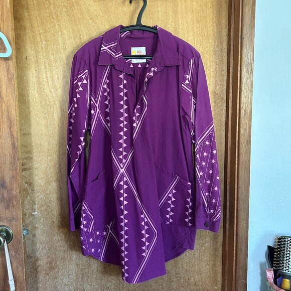 Kealopiko Ahukai Tunic Long Sleeve Purple - Picture 1 of 3